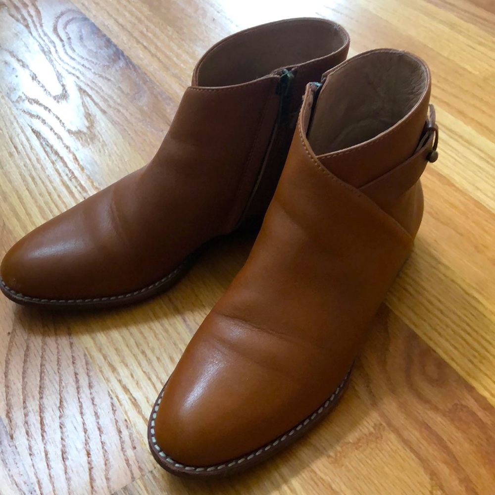 Madewell the kelci flat Tan Leather Ankle Boots 5M